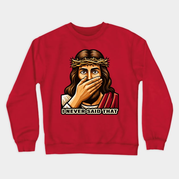 Jesus Never Said That meme Crewneck Sweatshirt by Plushism